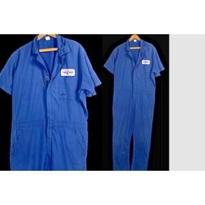 Big Ben Coveralls Size XL Mechanic Short Sleeve Blue Jack Cooper Transport Patch